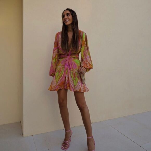 Zara Cut Out Printed Dress New - Picture 7 of 13